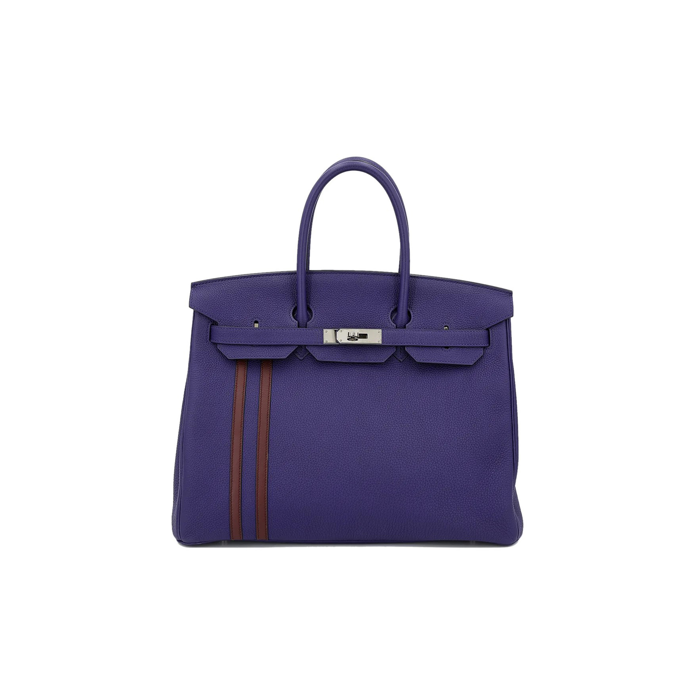 HERMES BIRKIN 25 TOGO LEATHER FANTASY PURPLE WITH BORDEAUX RED SILVER BUCKLE 9319733094 (25*20*13cm)